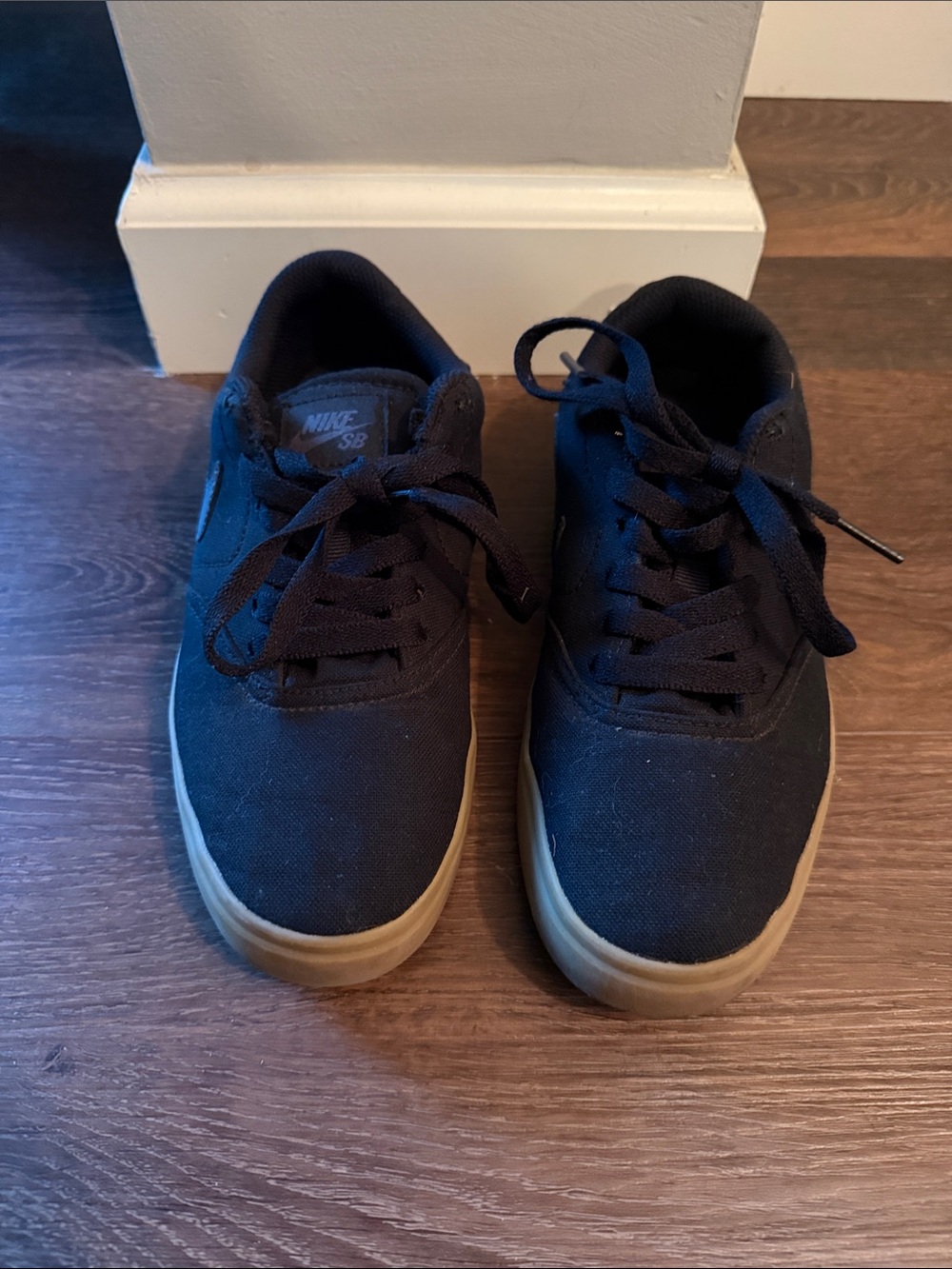 Nike Kids Black Canvas Sneakers with Gum Sole